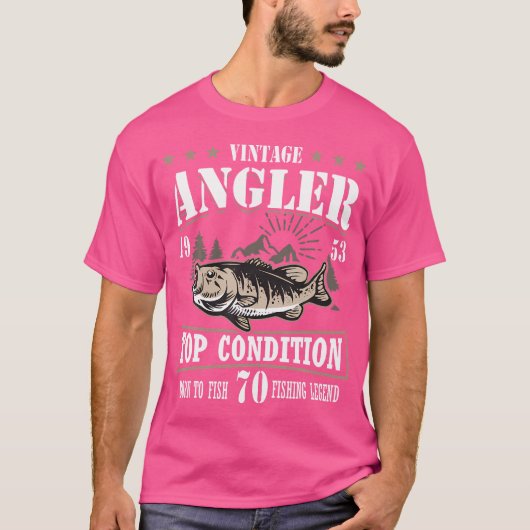 70e verjaardag vissen 70-jarige visser 1953 t-shirt (Voorkant)