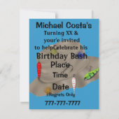 70e verjaardag Vissen Uitnodigingen voor MANNEN (Achterkant)