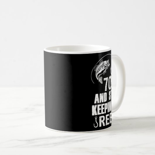 70e verjaardag Vist 70 jaar oude visserijcadeau Koffiemok (Voorkant rechts)