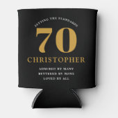 70e verjaardag Voeg naam 70 zwarte gouden afbeeldi Blikjeskoeler (Voorkant)