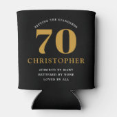 70e verjaardag Voeg naam 70 zwarte gouden afbeeldi Blikjeskoeler (Achterkant)