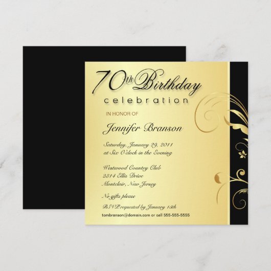 70e verjaardag Volwassenen - Elegant Gold Floral I Kaart (Voorkant / Achterkant)