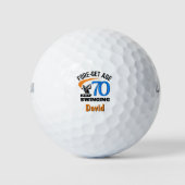 70e verjaardag voor broer, 70 jaar koelblauw cadea golfballen (Voorkant)
