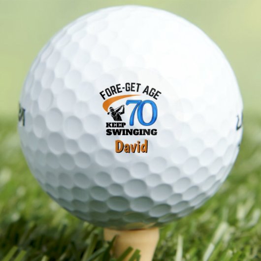 70e verjaardag voor broer, 70 jaar koelblauw cadea golfballen