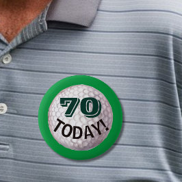 70e verjaardag voor golfer, golfspeler pin ronde button 5,7 cm