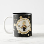 70e verjaardag voor haar grappige Cartoon Fab Blac Tweekleurige Koffiemok (Links)