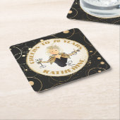 70e Verjaardag Vrouw Cartoon Goud Zwart Fabulous Kartonnen Onderzetters (Schuin)