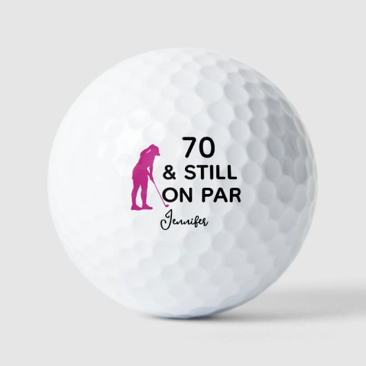 70e Verjaardag Vrouwen Golfer Funny Custom Golfballen (Voorkant)