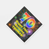 70e verjaardag: Vuurwerk Fun Pattern + Regenboog 7 Servet (Hoek)