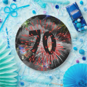 70e verjaardag vuurwerk in Bord van wolkenpapier (Feest)