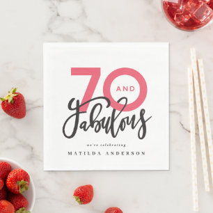 70e verjaardag, waardoor 70 er goed uitzien op de  servet