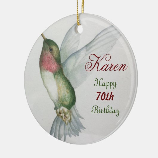 70e verjaardag Waterverf Hummingbird Keepomwille Keramisch Ornament (Links)
