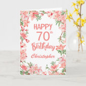 70e verjaardag Waterverf van roze peach peonies Fl Kaart (Gele Bloem)