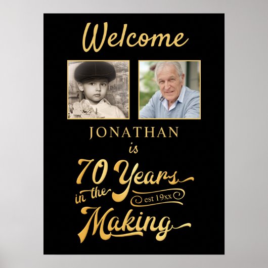 70e verjaardag welkom JAREN IN DE MAKING 2 foto's Poster (Voorkant)