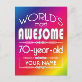 70e verjaardag werelden Beste Fabulous regenboog Briefkaart