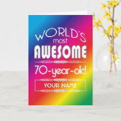 70e verjaardag werelden Beste Fabulous regenboog Kaart (Gele Bloem)