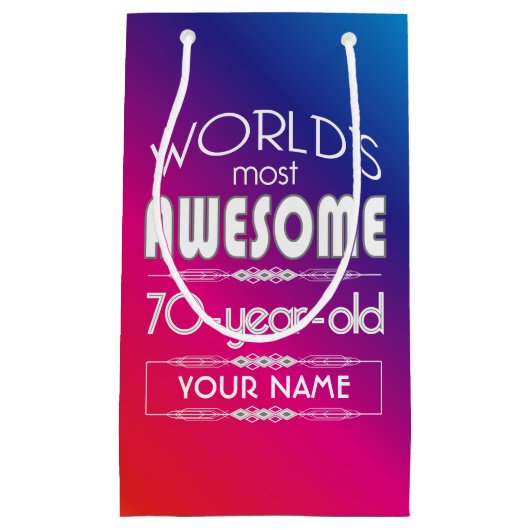 70e verjaardag werelden Beste Fabulous regenboog Klein Cadeauzakje (Voorkant)