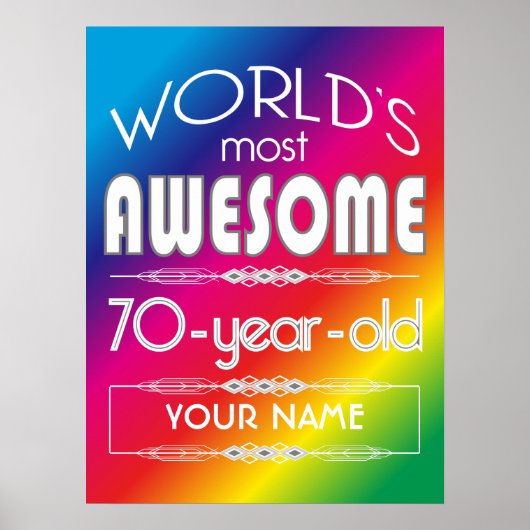 70e verjaardag werelden Beste Fabulous regenboog Poster (Voorkant)