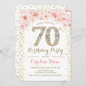 70e verjaardag - White Gold Pink Kaart (Voorkant / Achterkant)