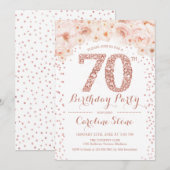 70e verjaardag - White Rose Gold Kaart (Voorkant / Achterkant)