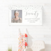 70e verjaardag White Silver Confetti Foto Spandoek (Insitu)