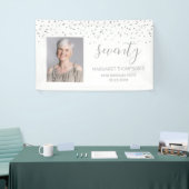 70e verjaardag White Silver Confetti Foto Spandoek (Beurs)