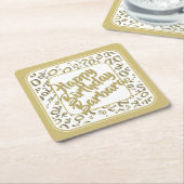 70e verjaardag Willekeurig getal Patroon Goud Wit Kartonnen Onderzetters (Schuin)