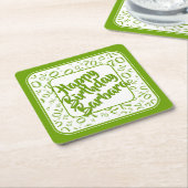 70e verjaardag Willekeurig getal Patroon Groen/Wit Kartonnen Onderzetters (Schuin)