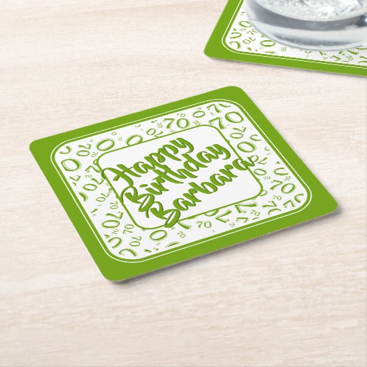 70e verjaardag Willekeurig getal Patroon Groen/Wit Kartonnen Onderzetters (Schuin)