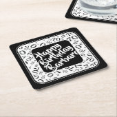 70e verjaardag Willekeurig getal Patroon Zwart/Wit Kartonnen Onderzetters (Schuin)