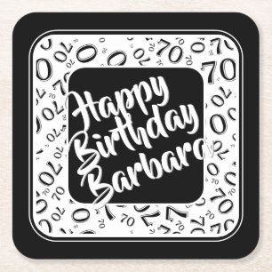 70e verjaardag Willekeurig getal Patroon Zwart/Wit Kartonnen Onderzetters