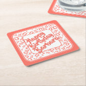 70e verjaardag Willekeurig nummer Patroon Koraal/W Kartonnen Onderzetters (Schuin)