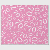 70e verjaardag Willekeurig nummer roze/wit 70 Cadeaupapier (Vlak)