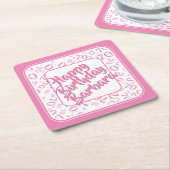 70e verjaardag Willekeurige nummerplaat roze/wit Kartonnen Onderzetters (Schuin)