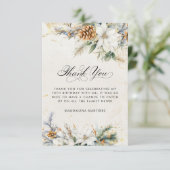 70e Verjaardag Winter White Floral Greenery Bedankkaart (Staand voorkant)