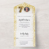 70e verjaardag wit goud fotofeest RSVP All In One Uitnodiging (Binnen)