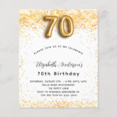 70e verjaardag wit goud glitter budget uitnodiging flyer (Voorkant)