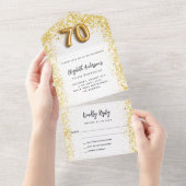 70e verjaardag witgouden feest RSVP All In One Uitnodiging (Afscheurbaar)