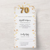 70e verjaardag witgouden sterren partij RSVP All In One Uitnodiging (Binnen)