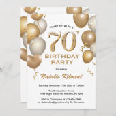 70e verjaardag Witte en gouden ballonnen Kaart (Voorkant / Achterkant)