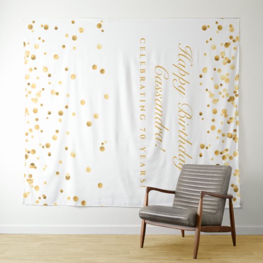 70e verjaardag, witte en gouden fotograaf wandkleed (In Situ (horizontaal))