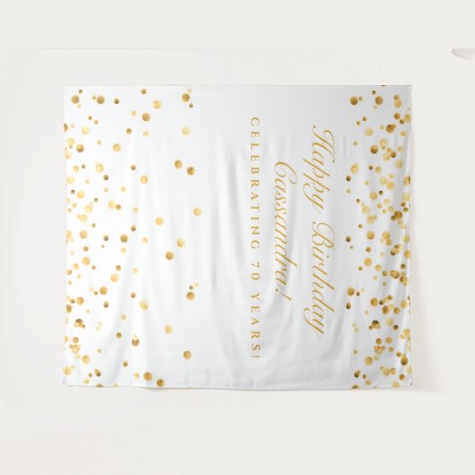 70e verjaardag, witte en gouden fotograaf wandkleed (Voorkant (horizontaal))