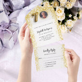 70e verjaardag witte gouden foto feest RSVP All In One Uitnodiging