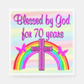70E VERJAARDAG ZEGENINGEN PAPIEREN FEESTSERVETTEN SERVET (Voorkant)