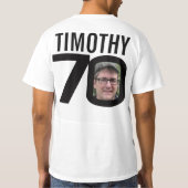 70e verjaardag zeven oh aangepaste naam foto mono t-shirt (Achterkant)