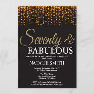 70e verjaardag Zeventig en Fabulous Gold Glitter Kaart