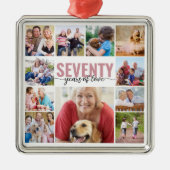 70e verjaardag zeventig foto collage metalen ornament (Voorkant)