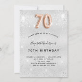 70e verjaardag Zilver roos Gouden Sparkles Kaart (Voorkant)