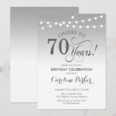 70e verjaardag - Zilver Wit Kaart (Voorkant / Achterkant)