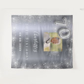 70e verjaardag zilveren foto glitter-stof welkom wandkleed (Voorkant (horizontaal))